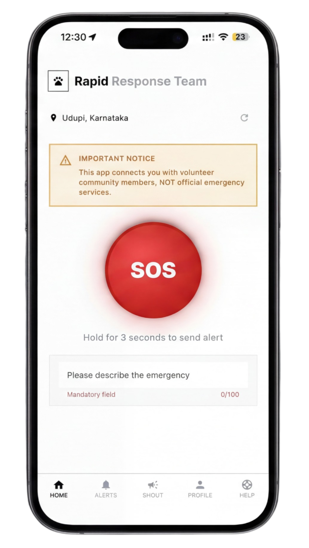 Rapid Response SOS Screen